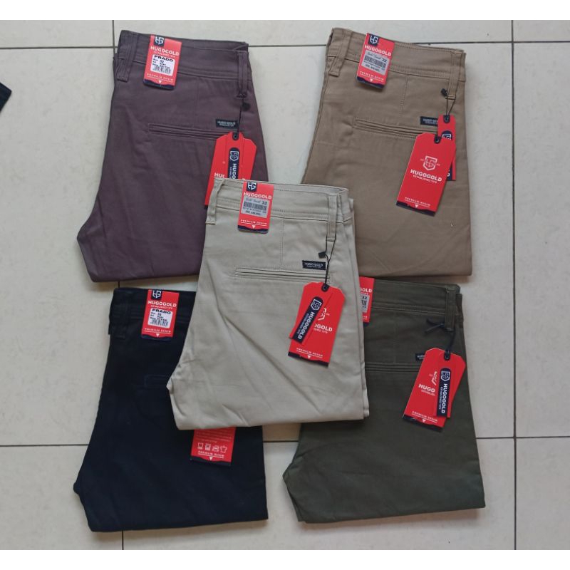 Celana Panjang Chino Pria HUGO GOLD Original Slimfit Stretch terlaris /Celana Chinos Hugo Gold premi