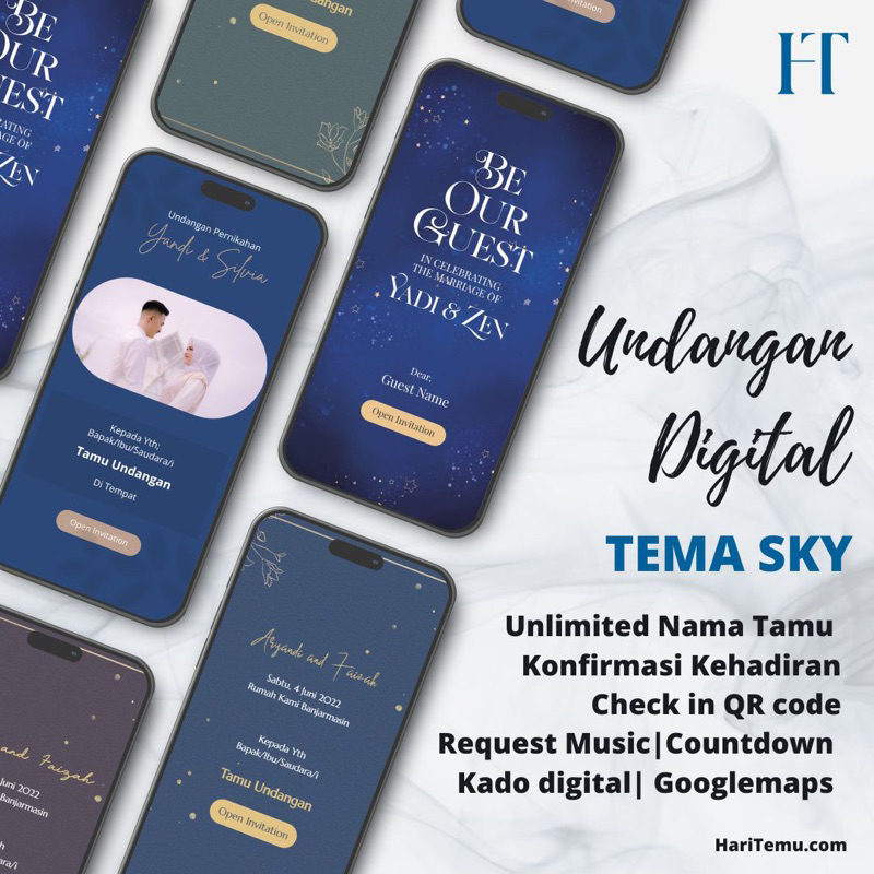 UNDANGAN DIGITAL WEBSITE TEMA SKY BIRU QR CODE