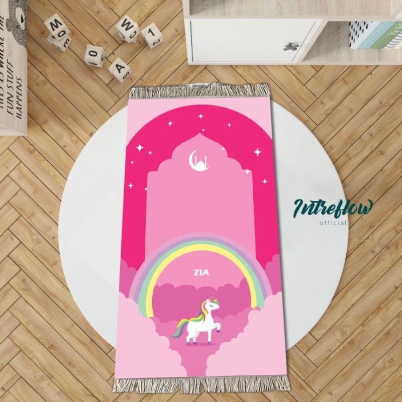 Sajadah Printing custom nama anak motif Unicorn