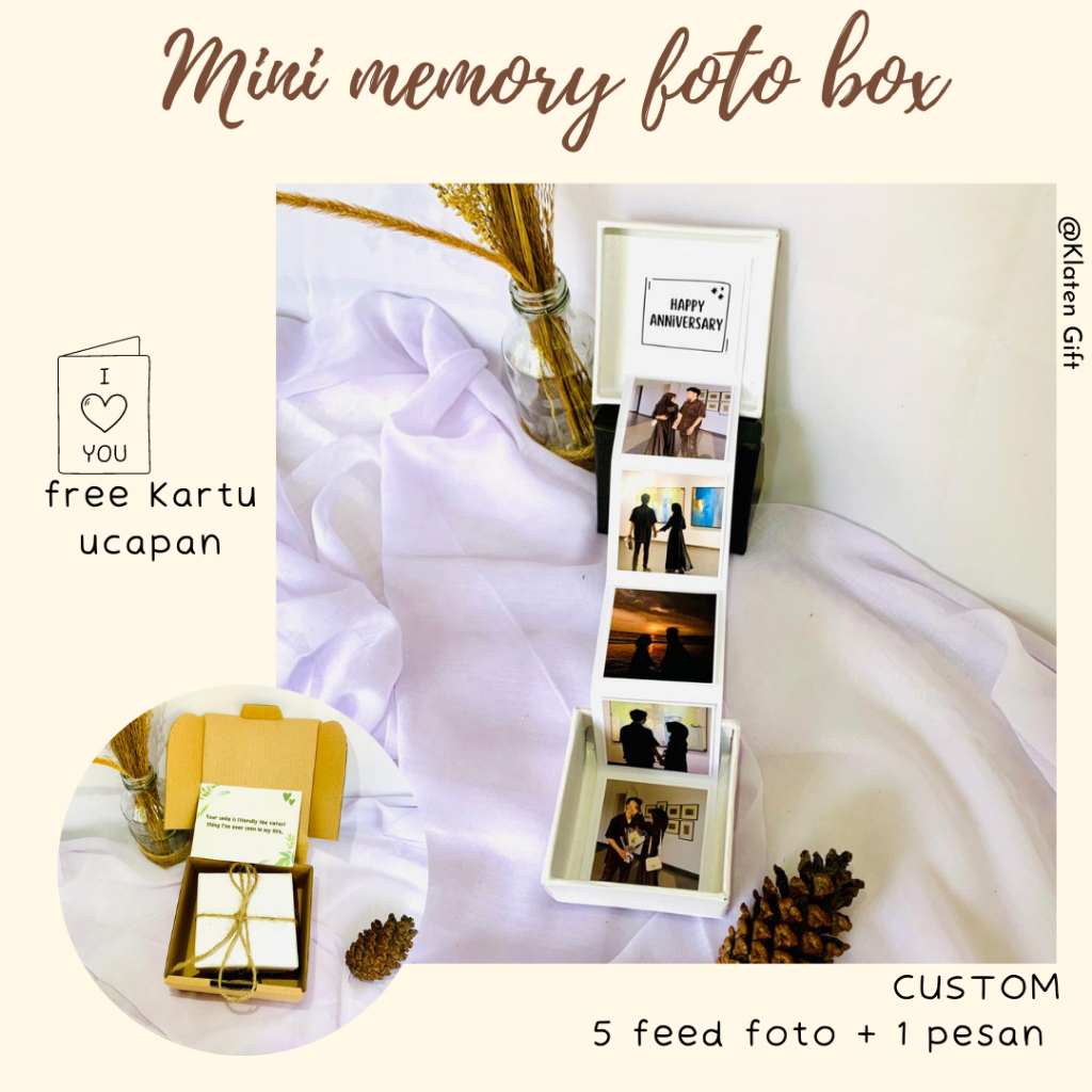 Kado Gift Mini Memory Foto Box 6 Kotak Foto / Kado Ulang Tahun Cowo Cewe Custom Unik Murah