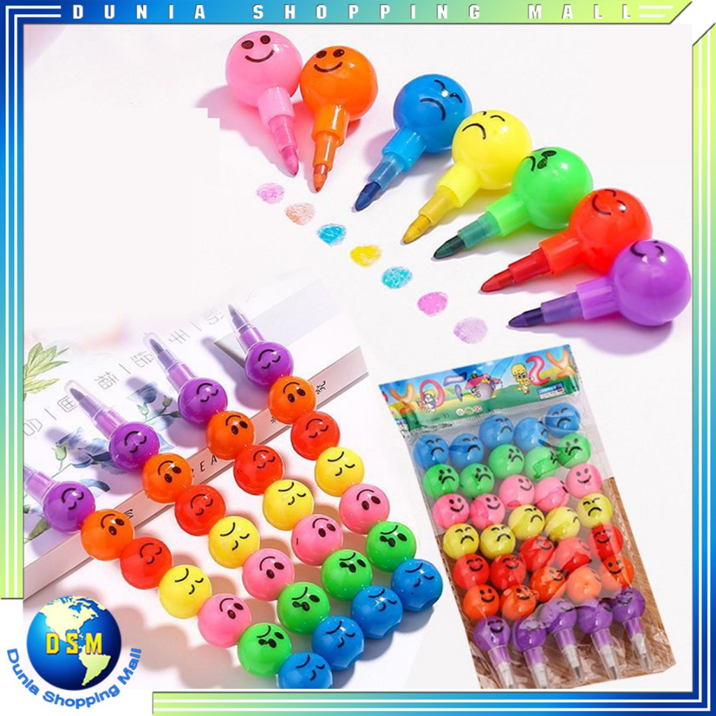 

DSM Pensil Warna Susun Bulat 7 Warna 5pcs Pensil Warna Warni Karakter Smiley Alat Mewarnai Tujuh Susun Emoji Rainbow