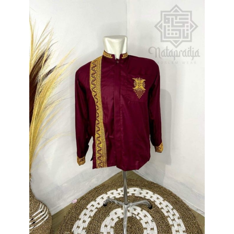 Baju koko bordir Aceh motif pucuk rebung