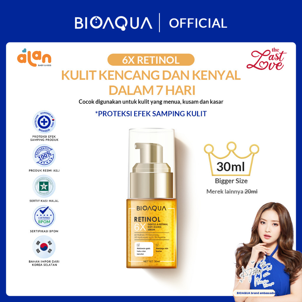 Last Love BIOAQUA 6X Gentle-A Retinol Serum Wajah Anti Aging Essence 30ml Dark Spot Serum Brightenin