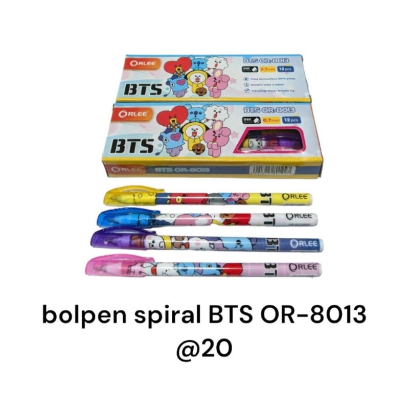 Bolpoin / Pulpen / Bolpen / Pena Ulir Karakter Motif Lucu merk Orlee Tinta Hitam(1 LUSIN isi 12 PCS)