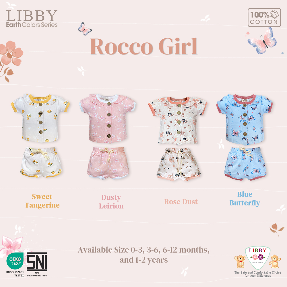 Libby Rocco Girl 0-2 Tahun Setelan Piyama Pendek Panjang Anak Perempuan / Collar Set Girl CBKS