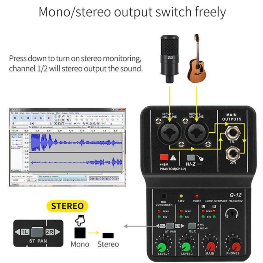 Sound Card Mixer Audio USB Mini Studio Record Alat Musik Profesional