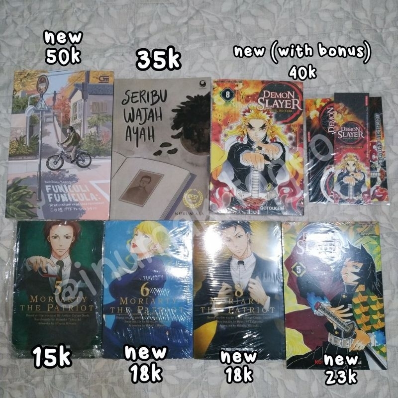 Preloved novel seribu wajah ayah komik demon slayer moriarty the patriot