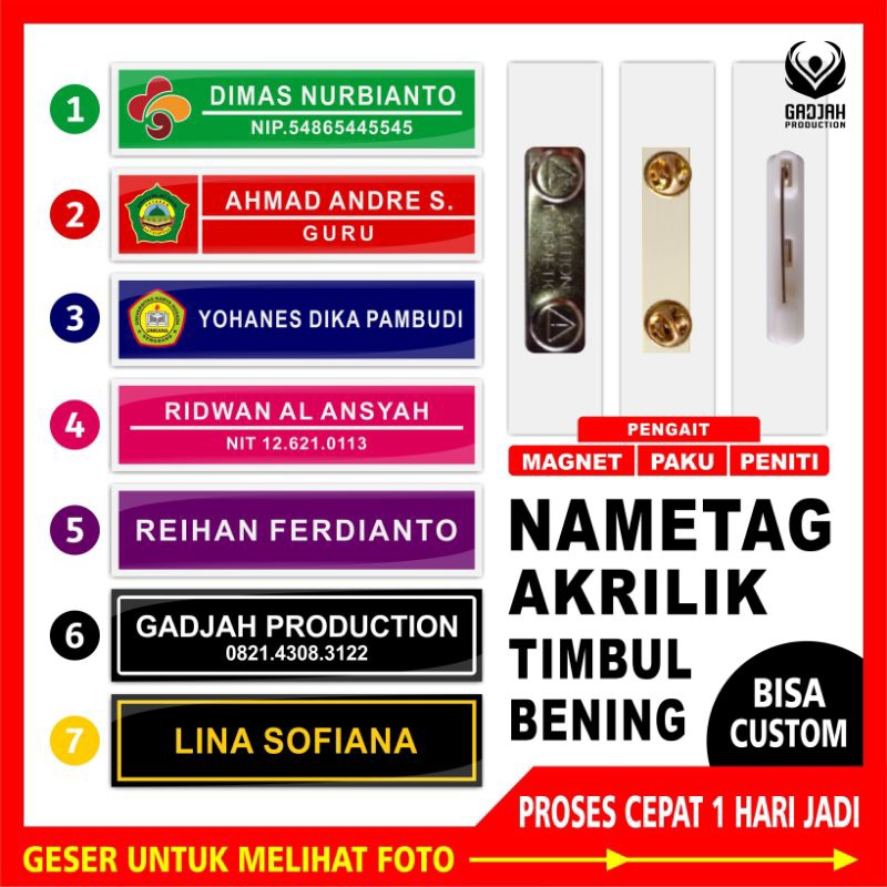 

NAMETAG AKRILIK PAPAN NAMA DADA