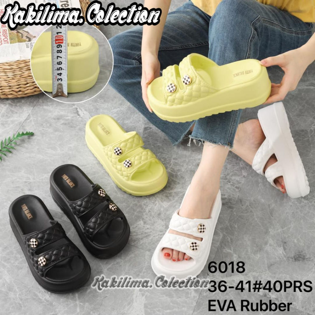 Sandal eva rubber perempuan sandal fashion style korean tinggi 7cm wedges