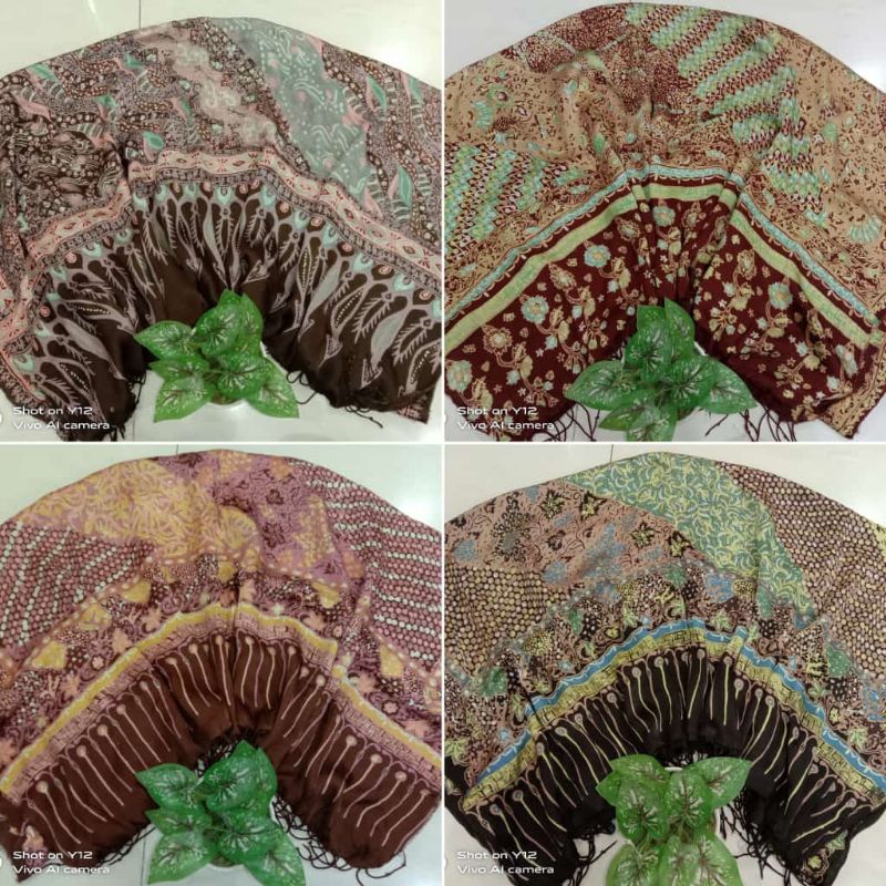 selendang syal sutra cap tulis khas Cirebon batik Fariza terbaru