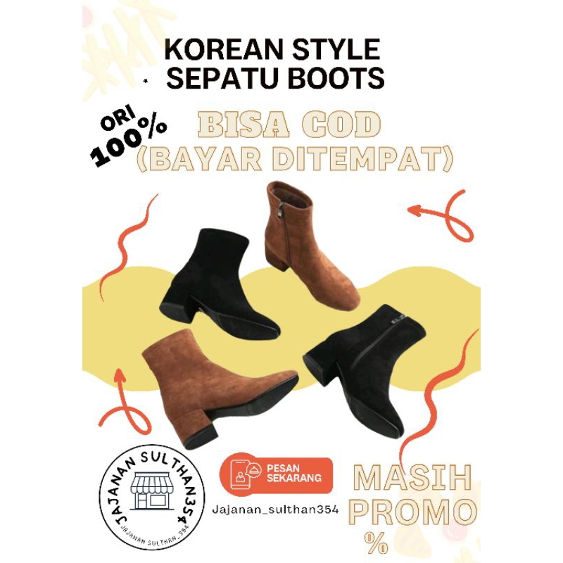 korean style sepatu boots fashion wanita