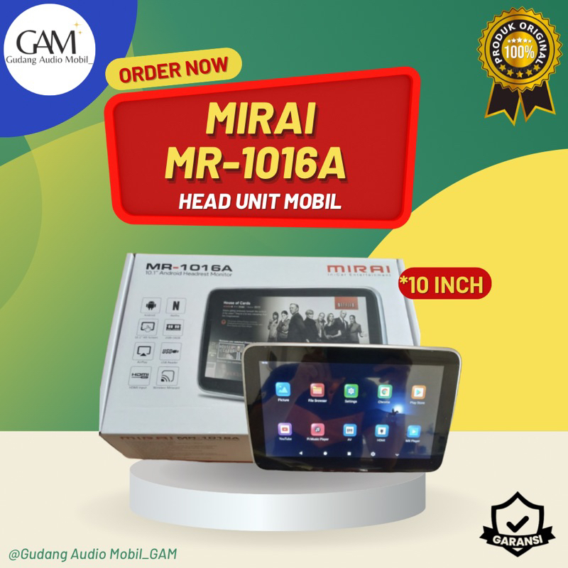 HEADREST CLIP ON ANDROID 10 INCH MIRAI MR-1016A