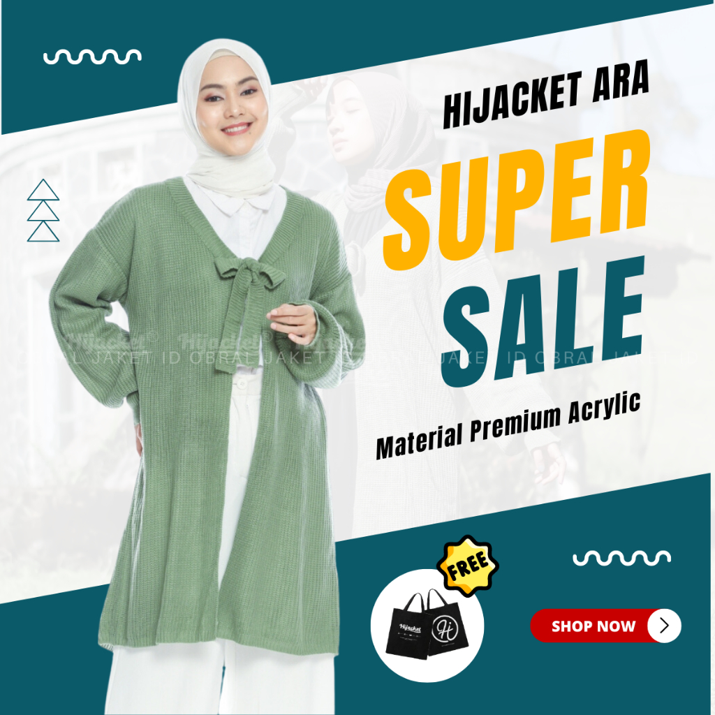 HIJACKET ARA Jaket Wanita Muslimah / Sweater Rajut Hijab Syari Polos
