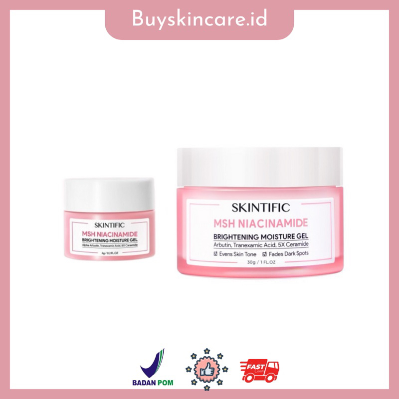 SKINTIFIC - MSH Niacinamide Brightening Moisturizer Glowing Moisture Gel 30g & 6g Mini Kecil