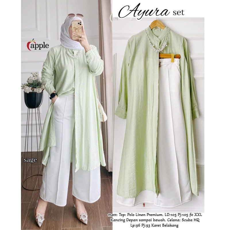 handayanishop26 || AYURA SET ORIGINAL BY APPLE ONE SET AYURA SETELAN CELANA POLOS