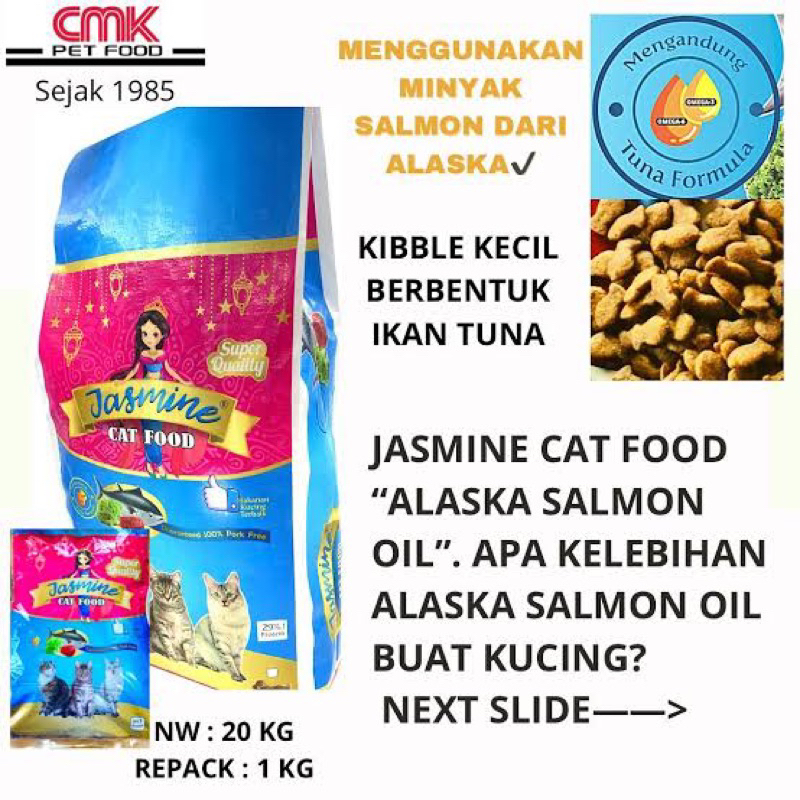Jasmine 1kg makanan kucing - jasmin cat dry food 1 kg