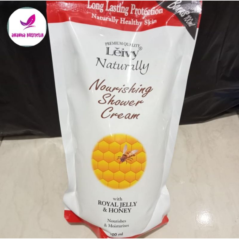 LEIVY NATURALLY SHOWER CREAM 900ml - ISI ULANG SABUN CAIR MADU