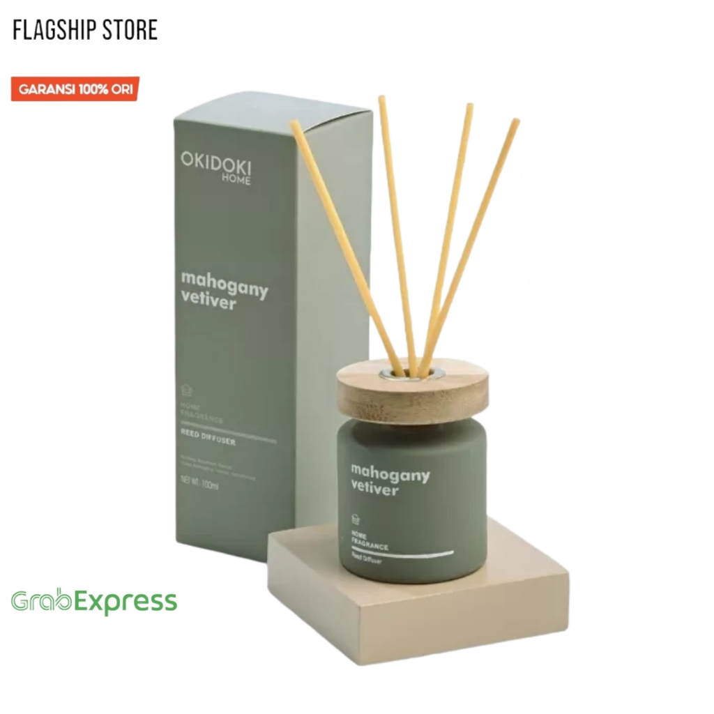 OKIDOKI Reed Diff Mahogany Vetiver 100 mL - Pewangi Ruangan - Reed Diffuser - Aromatherapy