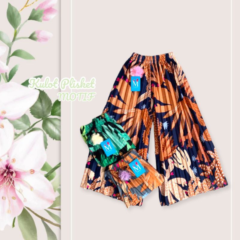 CELANA KULOT PLISKET MOTIF ANAK USIA 4-10 TAHUN / KULOT MOTIF KAKTUS / CELANA PLISKET MOTIF