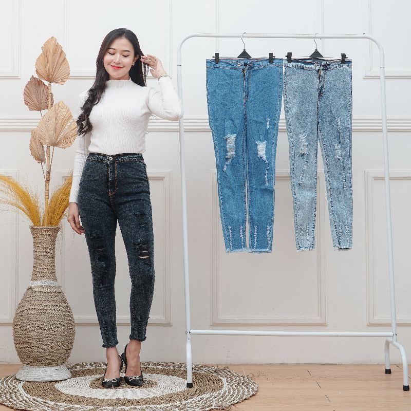 Celana Jeans wanita sobek cewek // Celana Jeans cewek kekinian