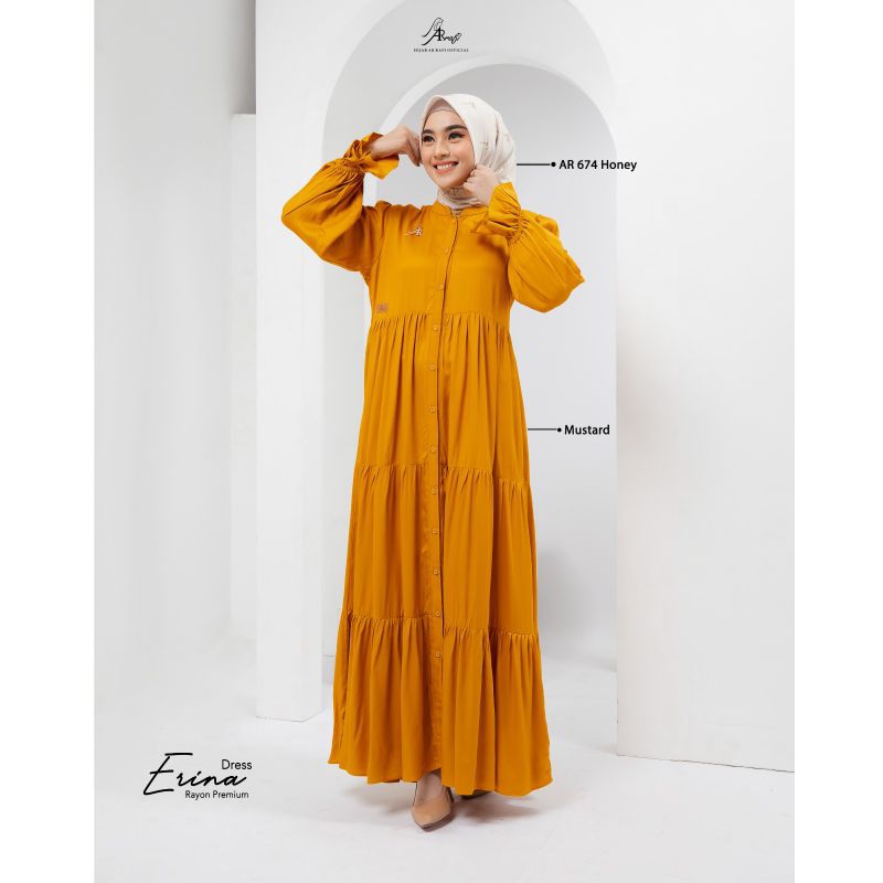 Erina dress❣️arrafi premium ❣️midi dress❣️rayon premium