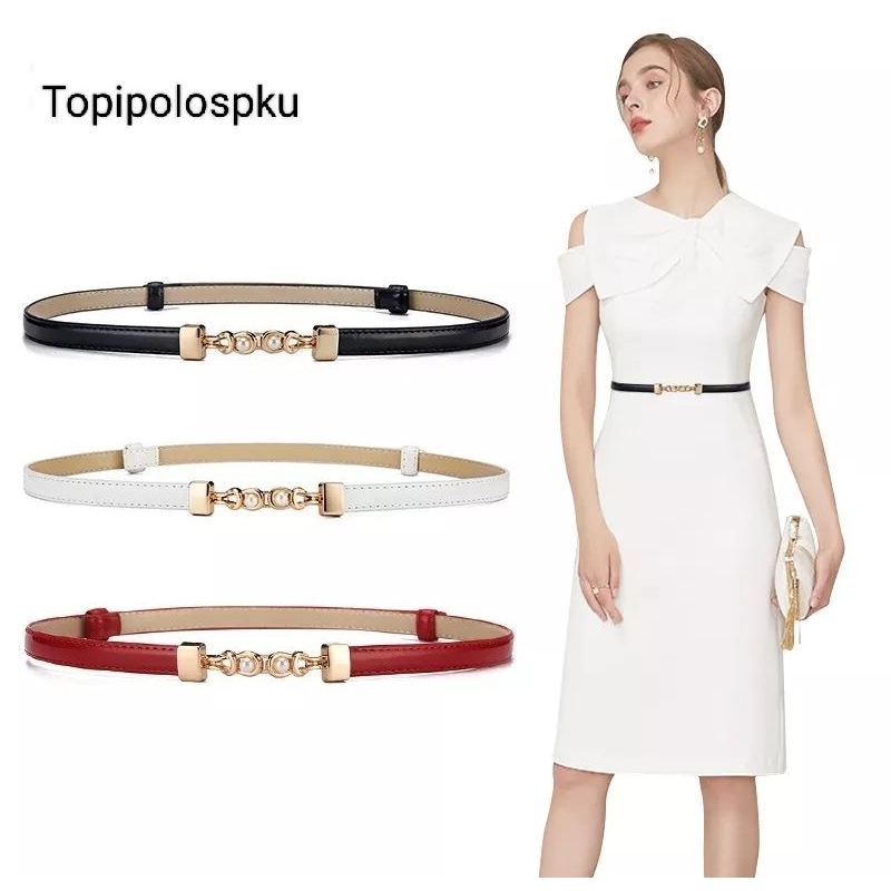 Ikat Pinggang Wanita Thin Mutiara Kecil Belt Fhasion Kulit Pu Gesper SabukL047