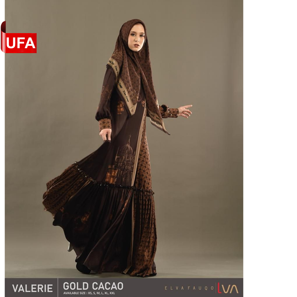 LVA SYARI Valerie - Nuansa Gold Cacao - Tersedia Set khimar/ Set Scraf - Set Syari premium