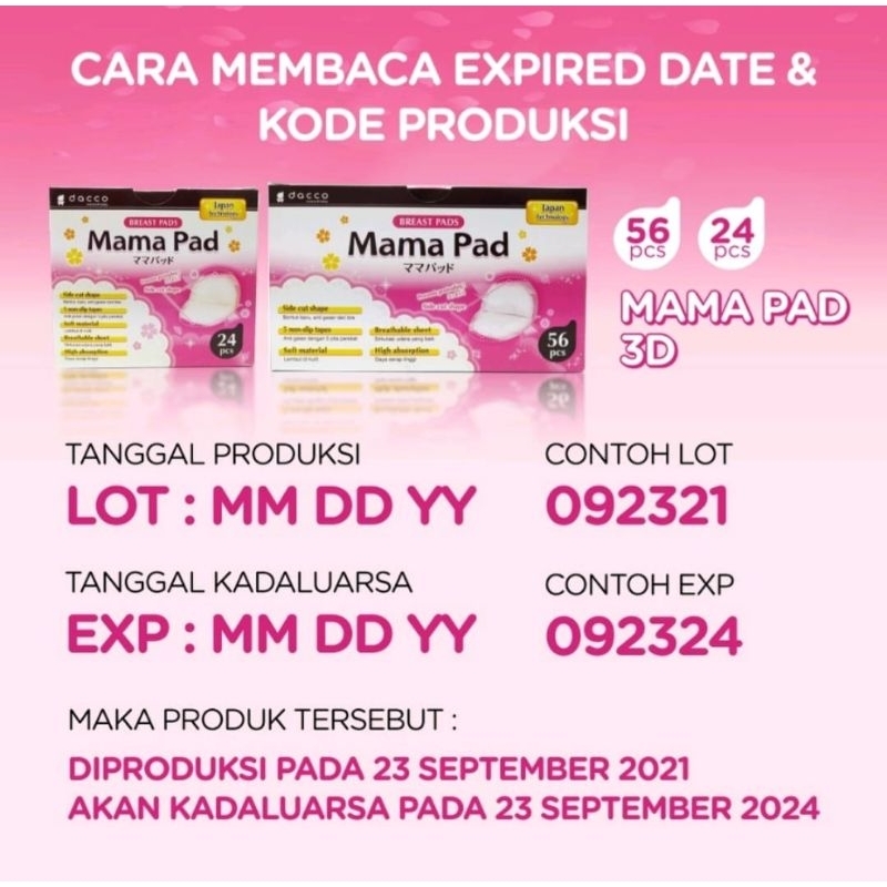 Breast Pad Mama Pad isi 56 / Breastpad EXP 2028