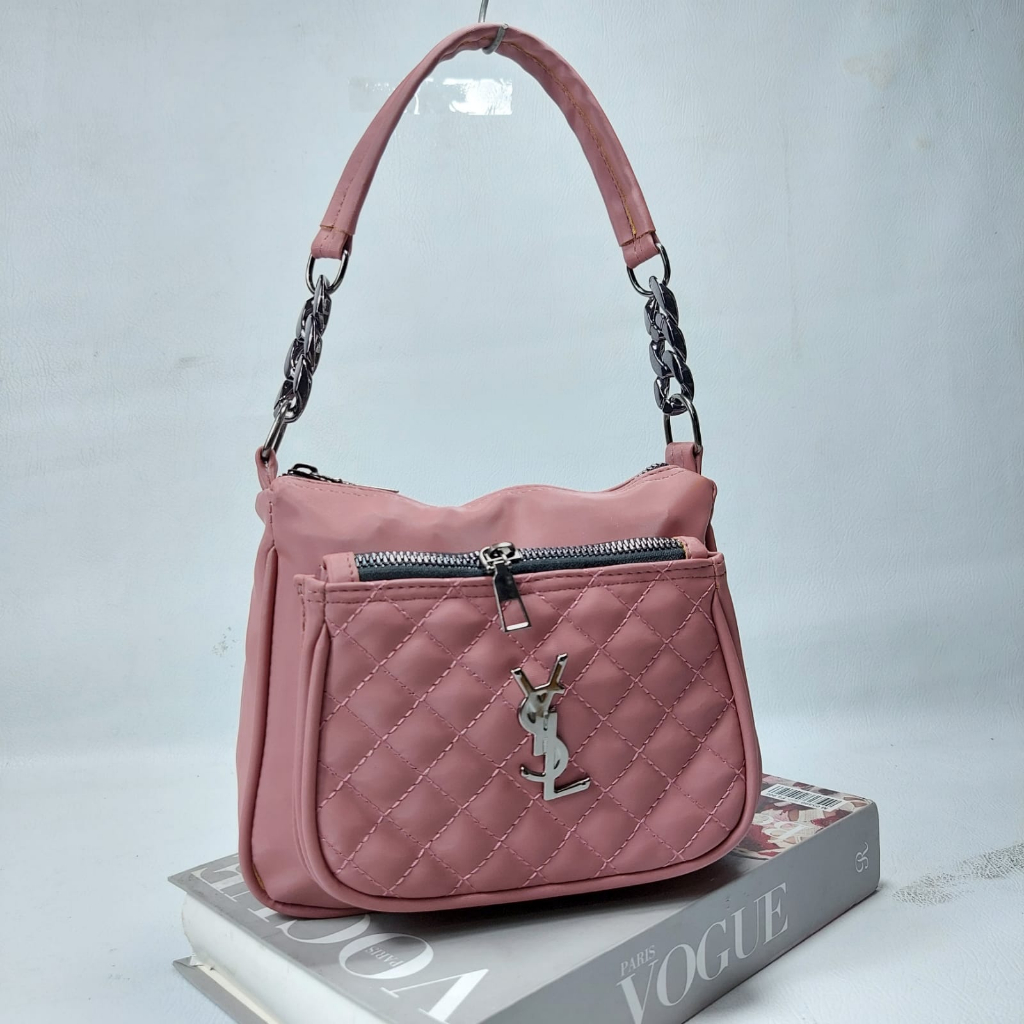 BYAiko_Store.id Tas Selempang Wanita Fashion Rantai Bordir  Logo YSL Nekel 3767 Slingbag wanita Terb