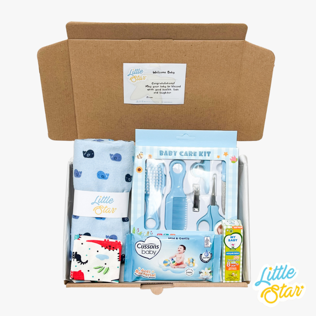 LS 5in1 Hampers Newborn Baby Care Gift Set Alat Perawatan Bayi Lahiran Handuk Bedong Bayi Baru Lahir Unisex Boy Girl