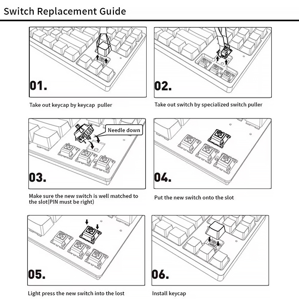 Switch Mechanical Keyboard 3 Pin Linear LED Gaming MX Switch - O-20 - Black