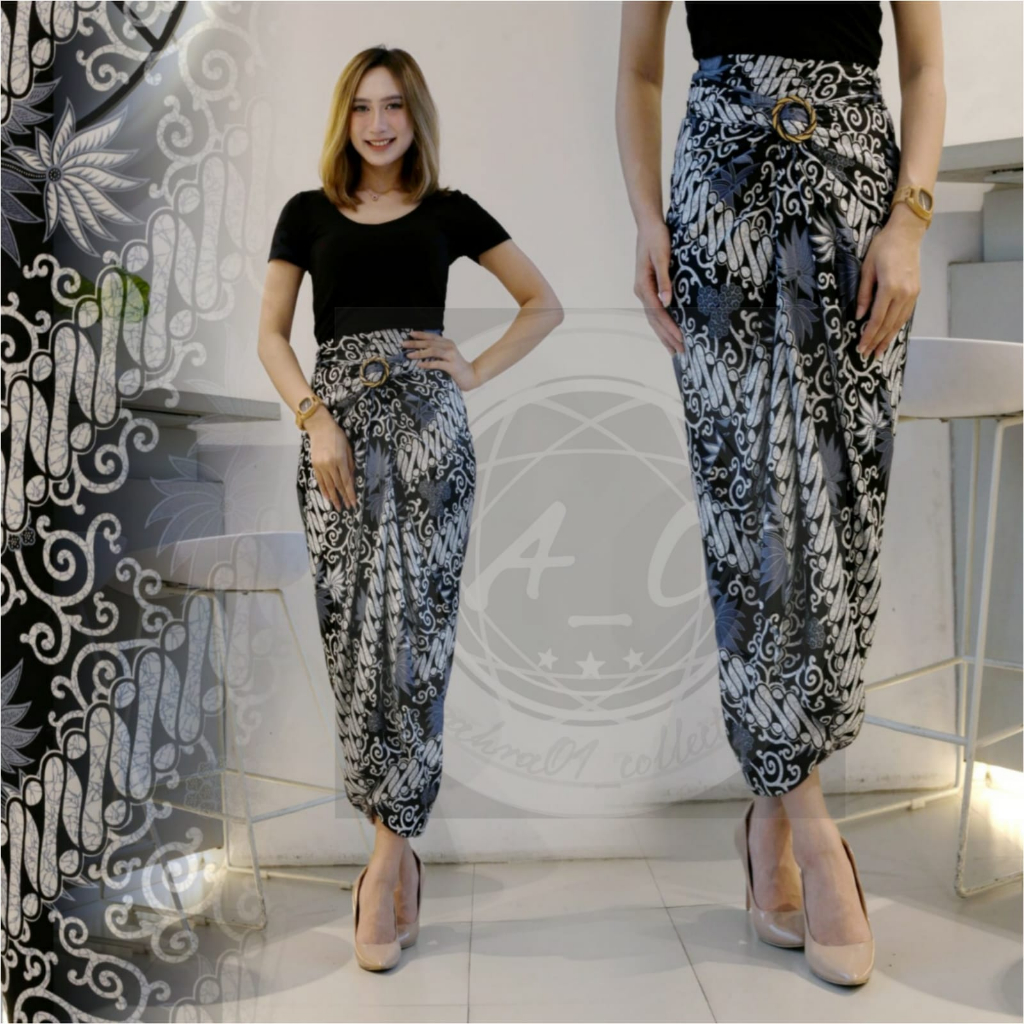 ROK LILIT BATIK PREMIUM GOLD FOIL / BAWAHAN WANITA / MEGA MENDUNG SILVER