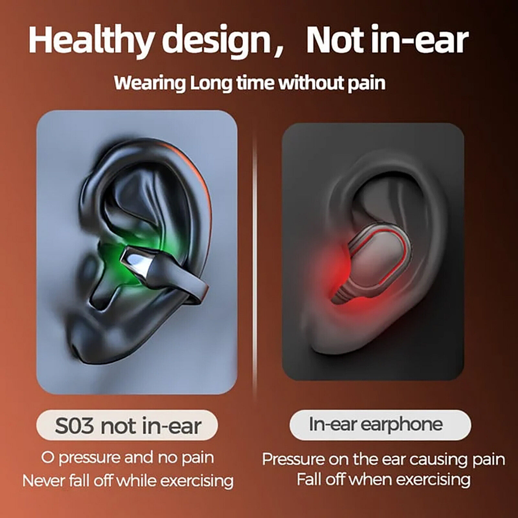 Earbuds TWS Bluetooth 5.2 HiFi Surround Ergonomic 300mAh - S03 - Black