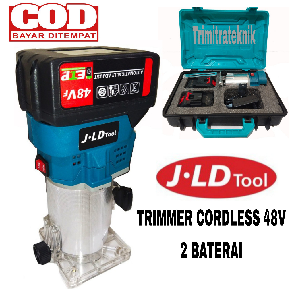 JLD Mesin Trimmer Cordless 48volt - Router Kayu Battery - Profil Kayu - Trimer Baterai