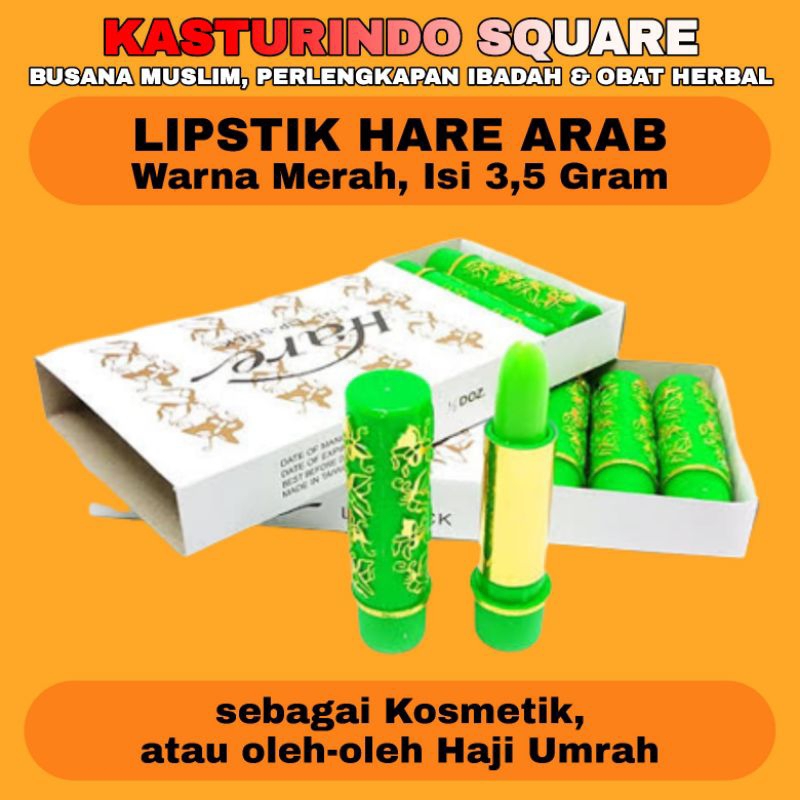Lipstik Hare Arab Gincu Hijau Warna Merah Pewarna Bibir
