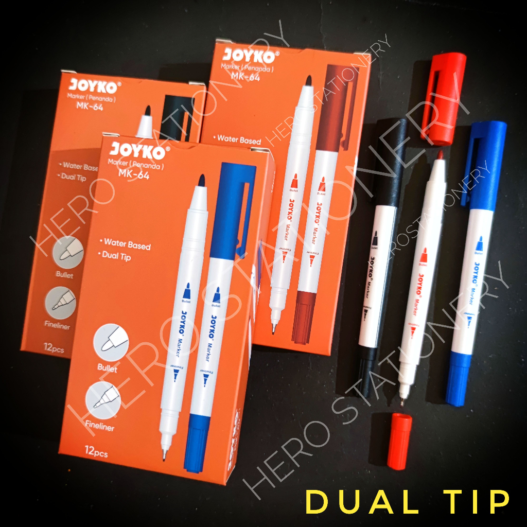 

Spidol joyko dual tip hitam biru merah MK-64