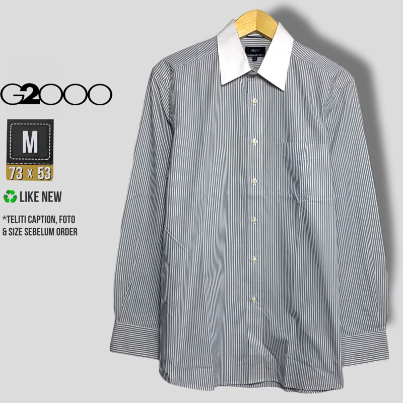 KEMEJA GARIS PRIA G2000 GREY PUTIH SIZE M