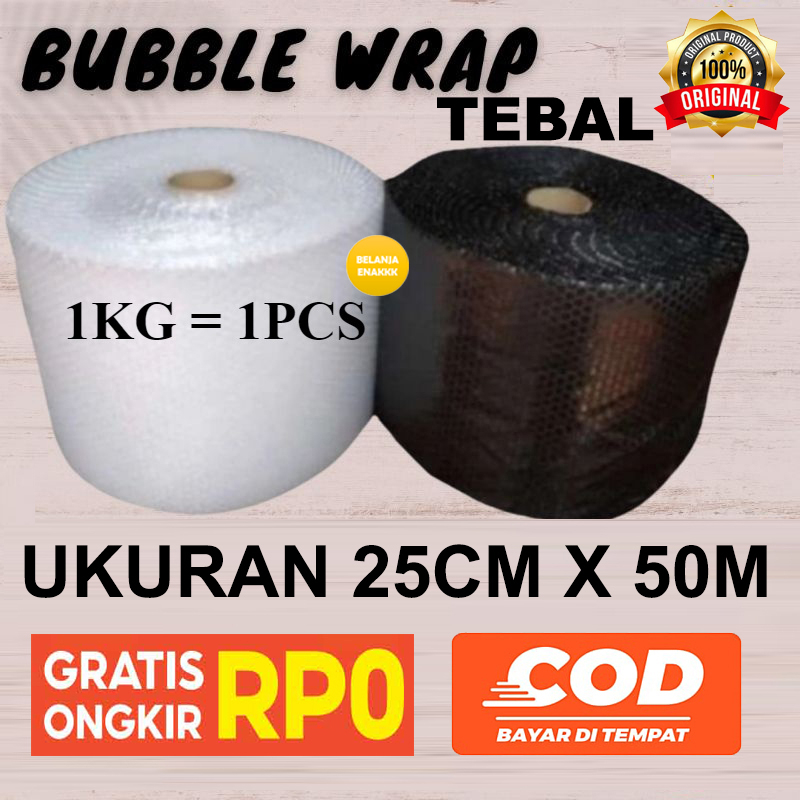 

Bubble Wrap 25 cm x 50 Meter Murah Tebal Hitam Bening