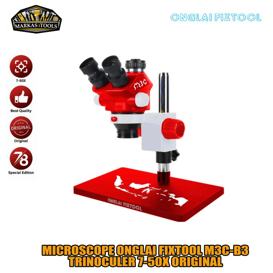 Microscope Trinokular Onglai Fixtool M3C-B3 Trinoculer 7-50X Original - MICROSCOPE TRINOKULAR ONGLAI FIXTOOL M3C-B3 ORIGINAL - ONGLAI FIXTOOL M3C-B3 Microscope Trinoculer 7-50X Spesial Edition ORI