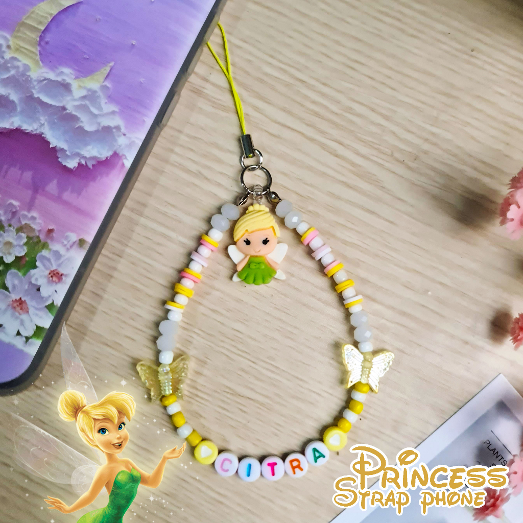 Tali Ponsel, Luggage Tag, Gantungan Kunci, Phone Strap Princess Custom Nama Mr Nanas