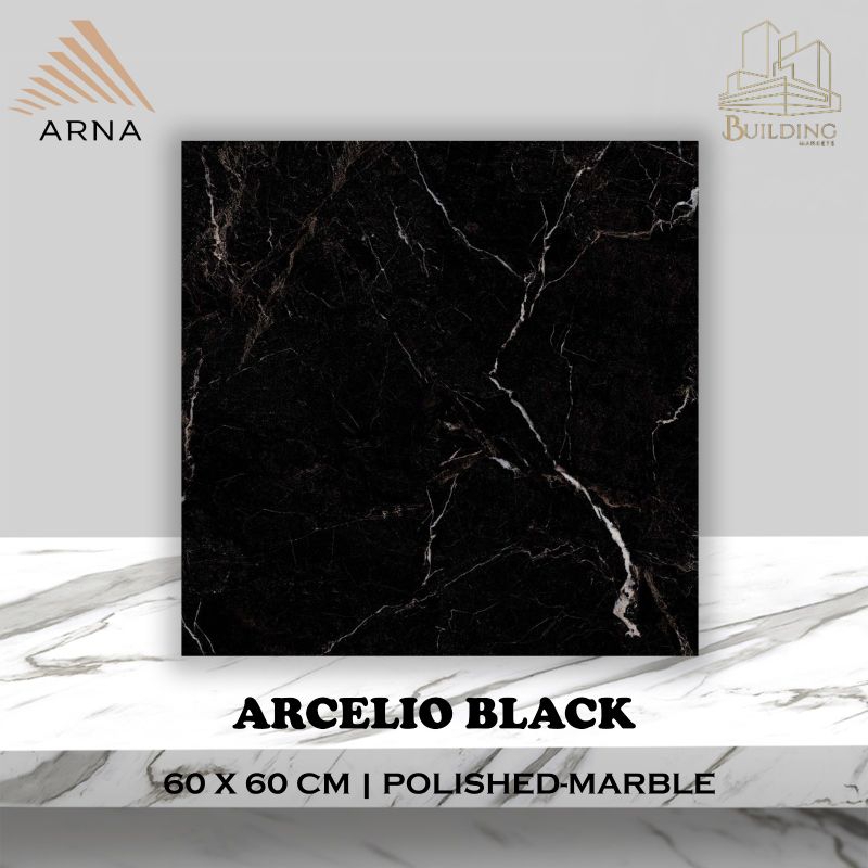 Granite Lantai 60×60 ARCELIO BLACK/GLOSSY/ARNA/SERIES