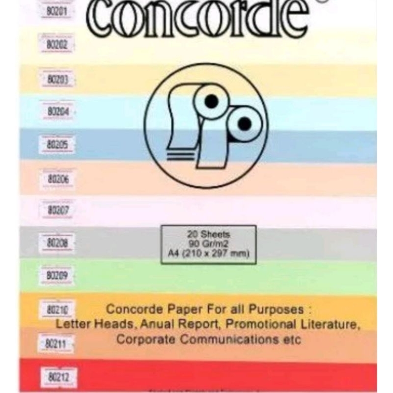 

kertas CONCORDE 90 GRM 1pak 20 lembar
