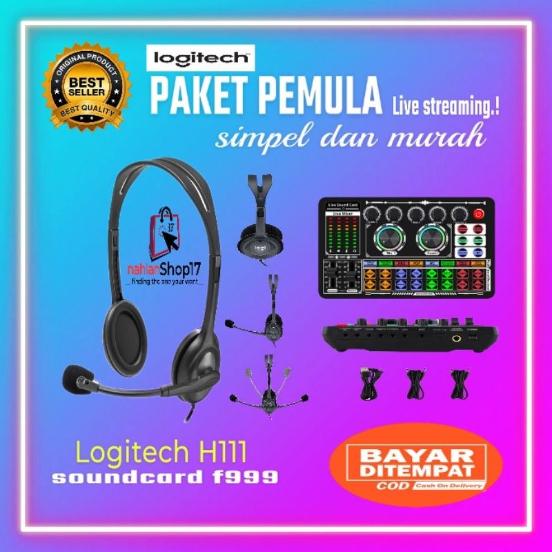 PAKET LENGKAP LIVE STREAMING PEMULA SOUNDCARD F999 DENGAN HEADSET H111 / PAKET KOMPLIT SOUNDCARD F999