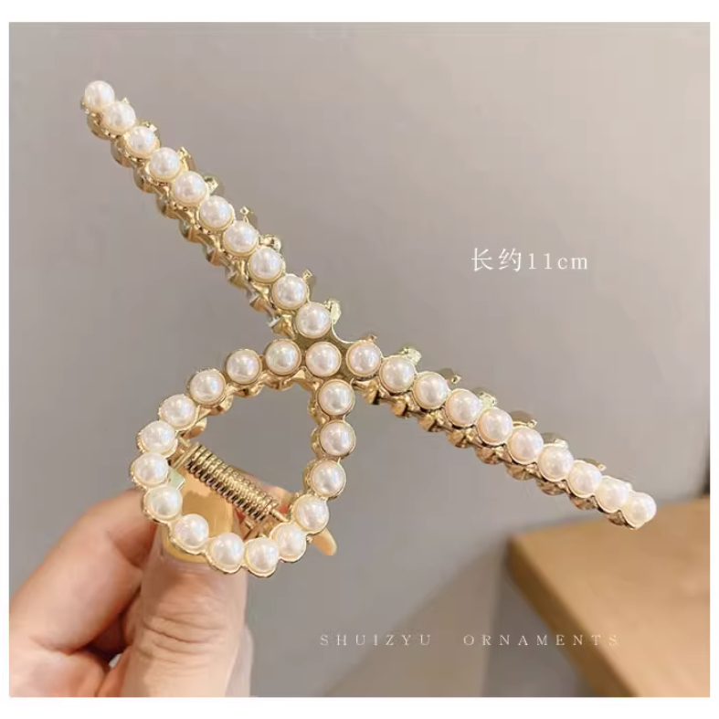 JWL Jepit Model Wavy Line Jepitan Rambut Wanita Ala Korea Cepol Rambut Panjang Perempuan Bahan Alloy / Acrylic Doff Premium Frech Style Mutiara Modern Pesta Casual Elegan Hair Clamps Claw