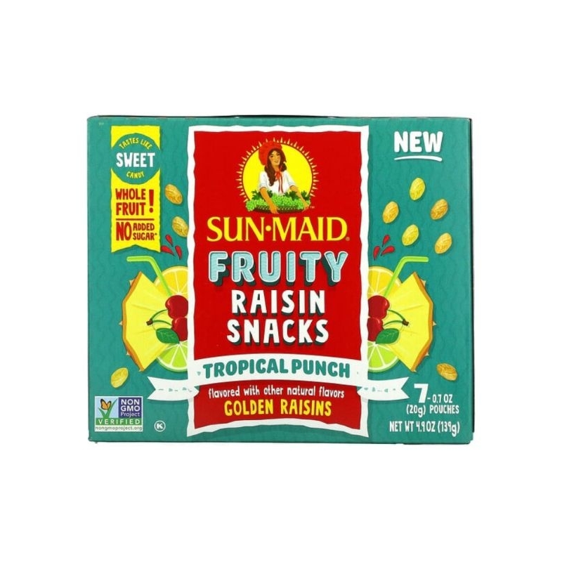 

Sun-Maid Fruity Raisin Snacks Tropical Punch 7 Pouches 0.7 oz 20 gr Each