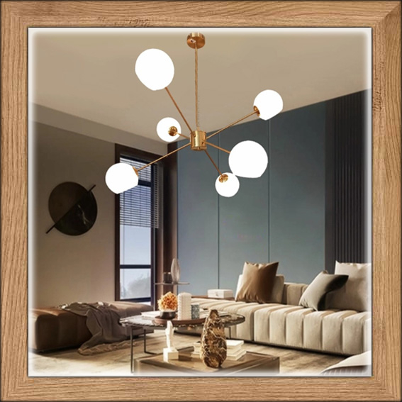 Lampu hias gantung MODERN ROTATABLE cabang 6 GLASS ARMS pendant lighting living room MODERN ANGGUN U