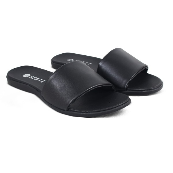 Sandal Wanita Kekinian H 3862 Brand Hertz Sandal Slop Santai Jalan Jalan Trendi Berkualitas - Hitam