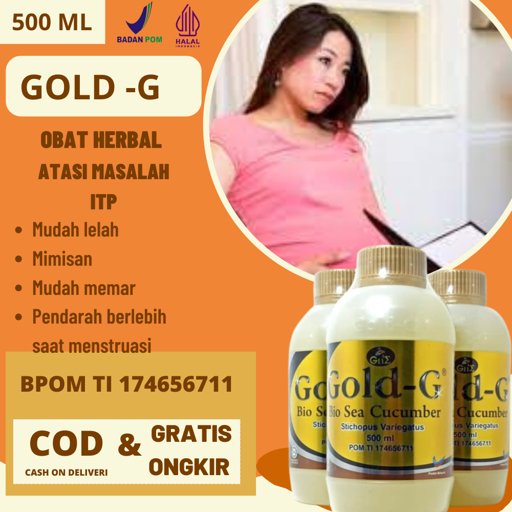 GOLD-G Obat  Tradional Penyakit Itp Mudah Memar Mudah Lelah Gusi Berdarah Urine Berdarah Obat Herbal