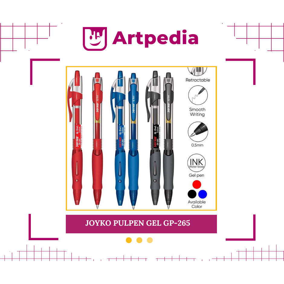

Pulpen Joyko GP-265 Q Gel 0.5 mm / Bolpen / Joyko Q Gel Pen / Pulpen Pena Joyko/ Joyko Pulpen Gel GP-265 / Joyko Gel Pen GP-265