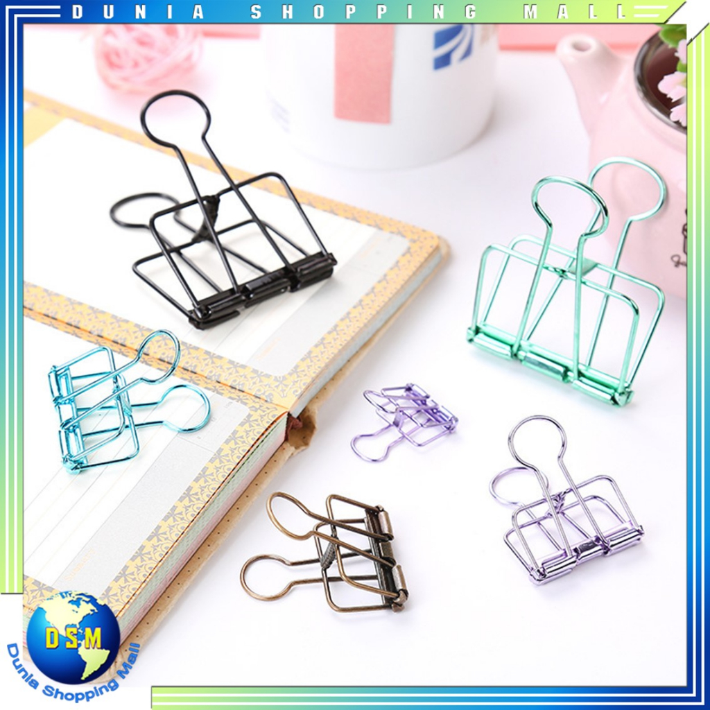 DSM Paper Clip Besi Warna-Warni Klip Penjepit Buku Bahan Metal Penjepit Kertas Binder Clips Large Medium Small Office Study